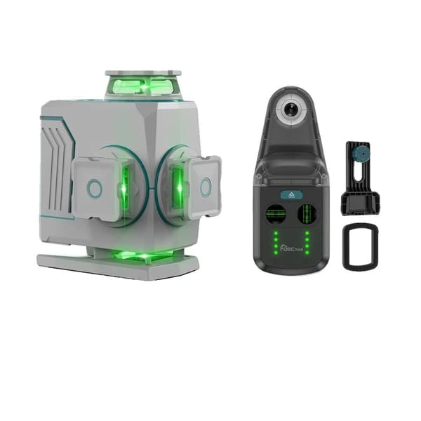 Decteam 4D Laser Niveau, Fire 360° Grøn Laserlinjer, IP54 Vandtæt Design,SET-5