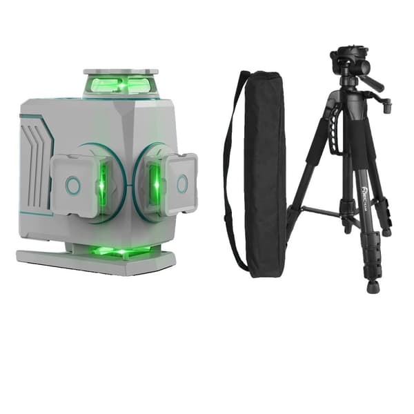Decteam 4D Laser Niveau, Fire 360° Grøn Laserlinjer, IP54 Vandtæt Design,SET-5