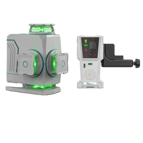 Decteam 4D Laser Niveau, Fire 360° Grøn Laserlinjer, IP54 Vandtæt Design,SET-5