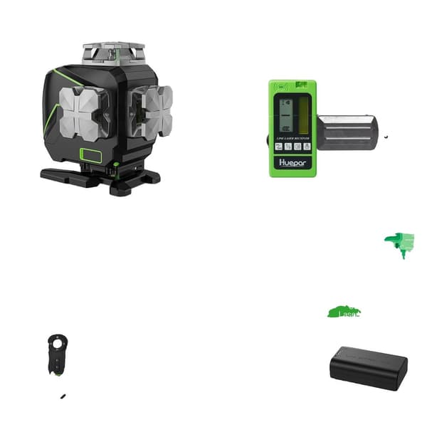 Huepar Laser Niveau, 4D 16 Linjer, Bluetooth & Fjernbetjening,niveau med detektor level with detector