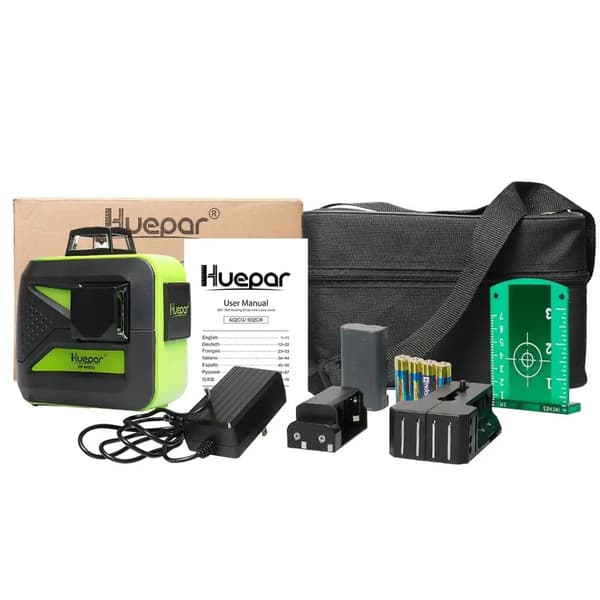 Huepar Laser Level, Tarkkuus ±1/9 tuumaa, 200 jalkaa työetäisyys,Vihreä säde