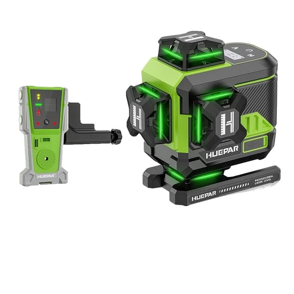 Huepar Laser Niveau, 4x360° Grøn Stråle, Fjernbetjeningsfunktion,SET-6
