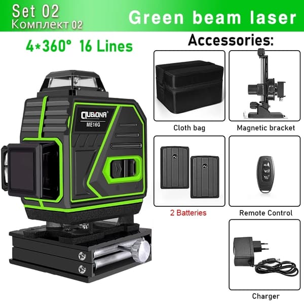 Vihreä säde laseritaso, 4D laseriviivat, itsesäätävä toiminto,ME16G2-DC11G