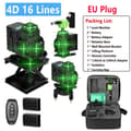 Pikkukuva 2 / 2: 4D 16 Linjan Laseritaso, Itse Tasapainottava Tarkkuus, Kirkas Vihreä Näkyvyys,Setti 2 4D B EU Plug