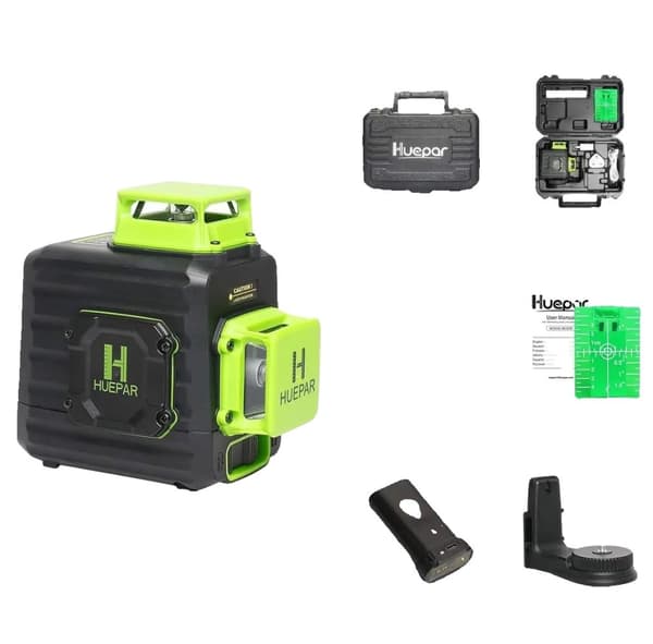 Laser Niveau, 360° Horisontale & Vertikale Linjer, Li-ion Batteridrevet,Brun