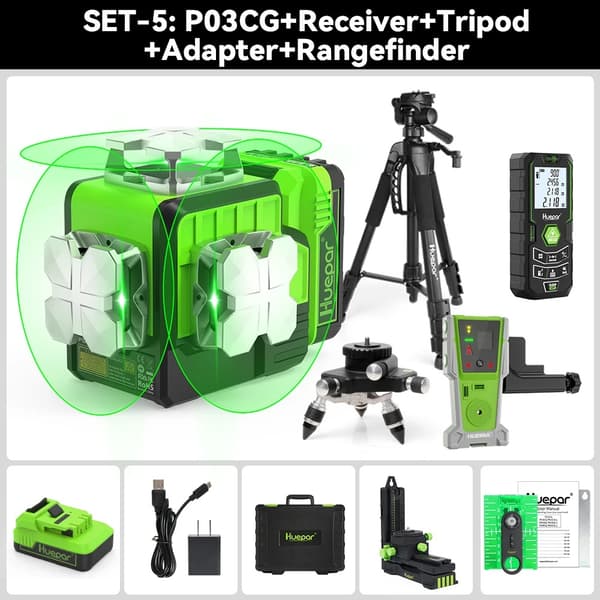Laser Niveau, Bluetooth-forbindelse, Fjernbetjening,SET4