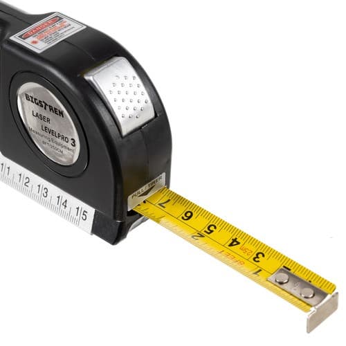 Vattenpass med Laser | Laservattenpass med Inbyggt Måttband 250cm