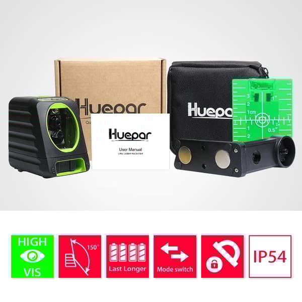 Huepar Laser Niveau, 150ft Arbejdsafstand, IP54 Vandtæt,B0X-1G