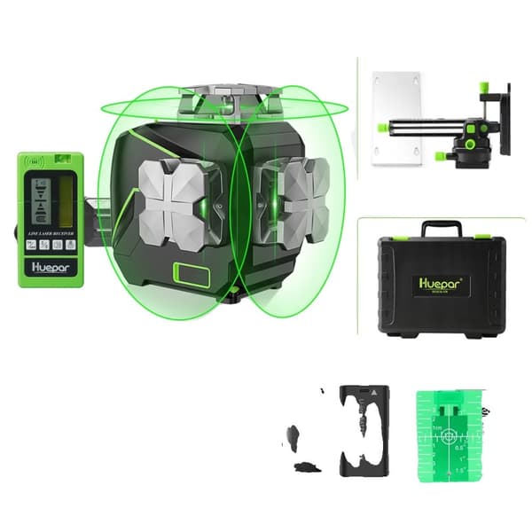 Huepar Laser Level, 12 Viivan Projekti, Korkea Tarkkuus ±1/9 tuumaa 33 jalassa,Kanssa Detektori