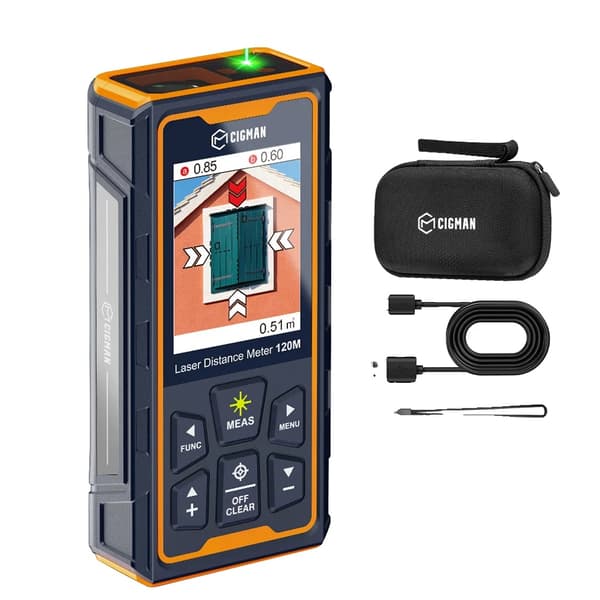 Laser Mätverktyg, 120m Arbetsområde, 2.4-Tums IPS Skärm,CIGMAN CD-120G