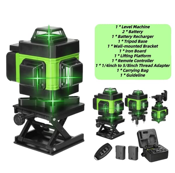 4D Laser Niveau, 16 Linjer, Automatisk Selv-Niveauering,grøn C 4D