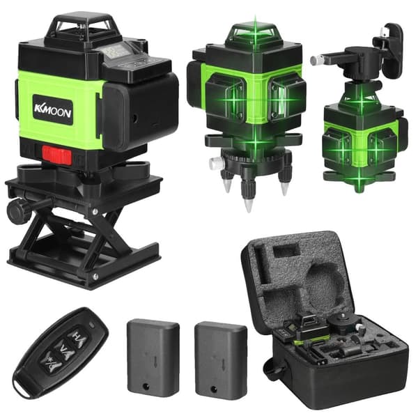 KKmoon Laser Niveau, 4D 16 Linjer, USB Genopladeligt Batteri,grøn