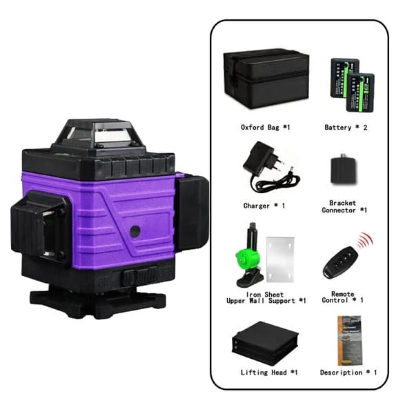 Laser Niveau, 16 Linjer, 360° Rotation,4D 16 linjer