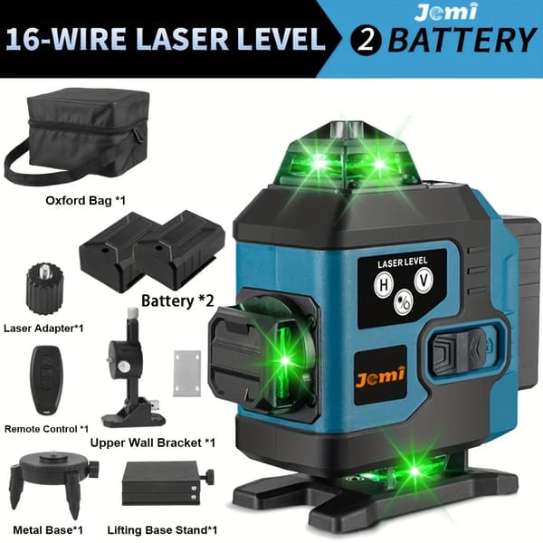 Jemi Laser Niveau, 16 Linjer Måling, Smart Selv-Niveauering,2x batteri