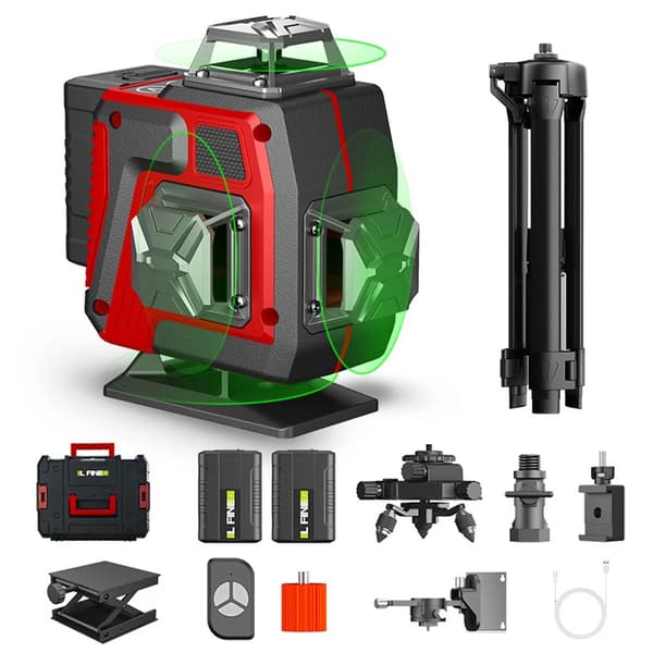 4D Laser Niveau, 16 Laserlinjer, 32 Fods Arbejdsafstand,2 batteri