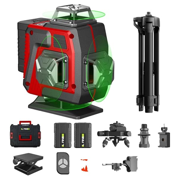 4D Laser Niveau, 16 Laserlinjer, 32 Fods Arbejdsafstand,2 batteri