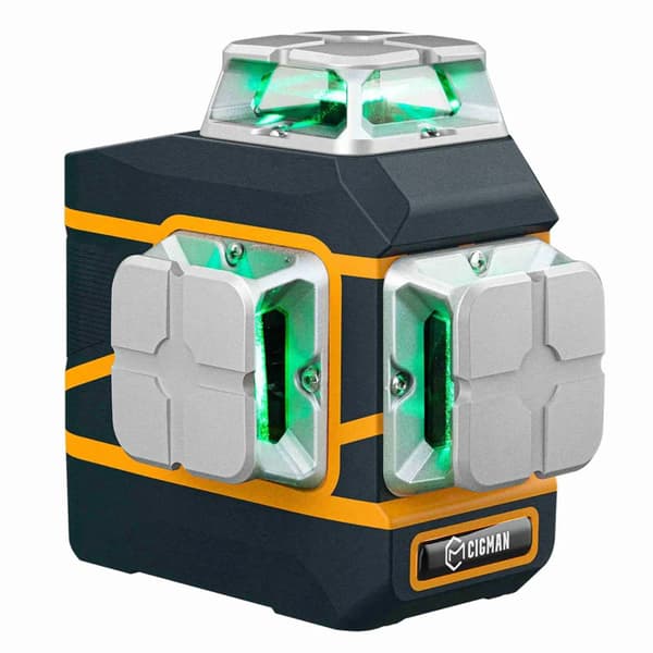 Laser Niveau, 3x360° Lysende Grønne Linjer, Fjernbetjeningsfunktion,Cigman CM-801