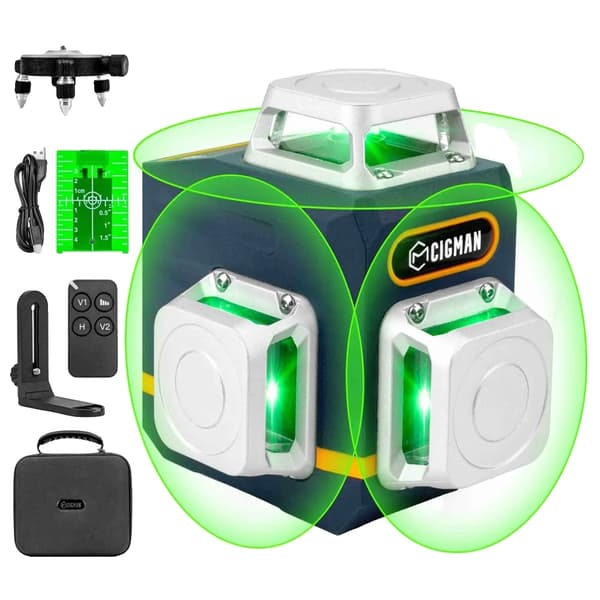 CIGMAN CM-701 Laser Niveau, 3x360° Dækning, Genopladelig, Fjernbetjening,Cigman CM-701