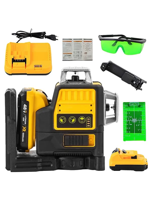 3D 12 Liners Laser Niveau, 48V Lithium-Ion Batteri, Brugervenlig Grænseflade,1 Batteri 1 opladning