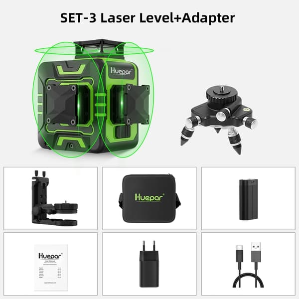 Laser Nivelleringsværktøj, 12 Linjers Projektion, Selvnivellerende Design,SÆT-3