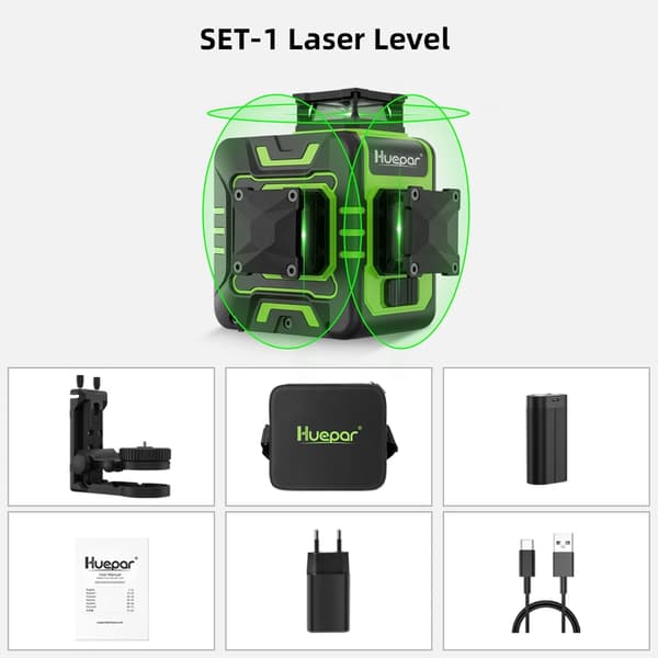 Laser Nivelleringsværktøj, 12 Linjers Projektion, Selvnivellerende Design,SÆT-1