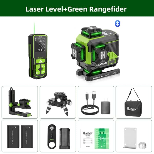 Selvnivellerende laser niveau, 4x360° laserlinjer, Bluetooth kontrol,Hovedfoto