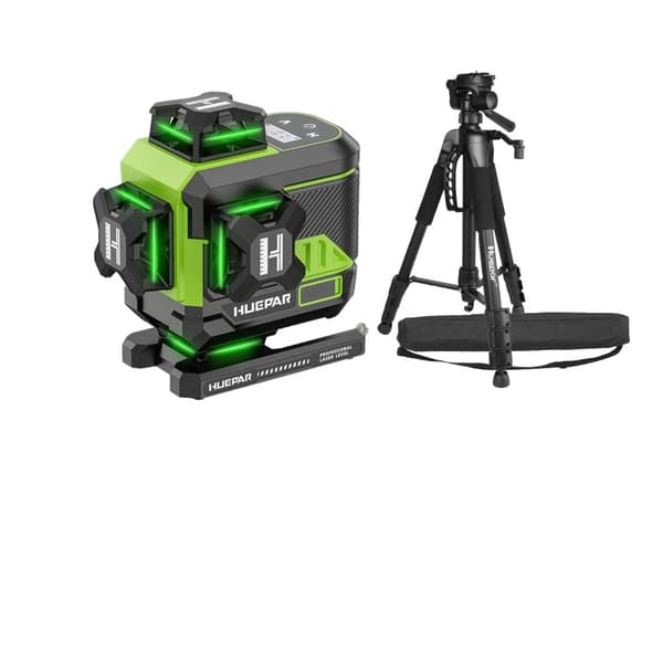 Laser Niveau, 360° Selvnivellerende, Grøn Laserstråle,Med stativ