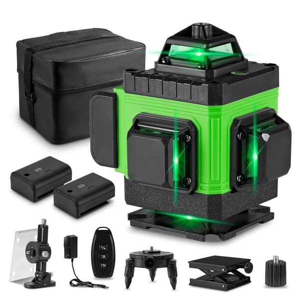 YOFIDRA 4D 16 Linjer Lasernivå 360° Automatisk Nivelleringsverktyg Omnidirektionell Golv- och Väggnivåmaskin Med 2 batterier
