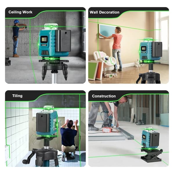 YOFIDRA 16 Linjer Laserpass 4D 360° Horisontell Vertikal Mätinstrument Laser Lutande Nivå Verktygssats Med 2 batterier