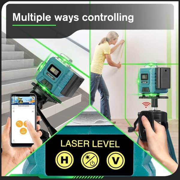 YOFIDRA 16 Linjer Laserpass 4D 360° Horisontell Vertikal Mätinstrument Laser Lutande Nivå Verktygssats Med 2 batterier
