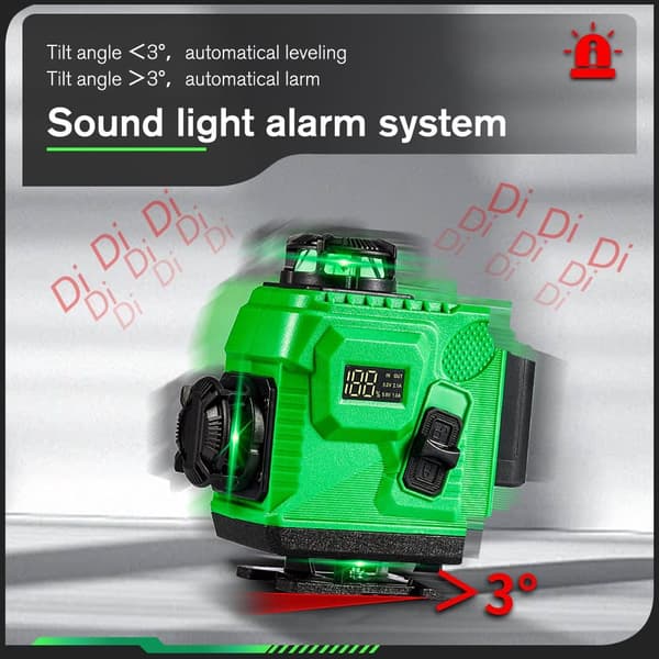 YOFIDRA Mini 4D/3D 16/12 Linjer Laserpass Sladdlös 4x360° Kors Självnivellerande Mätning Konstruktionsverktyg Med 2st Batterier