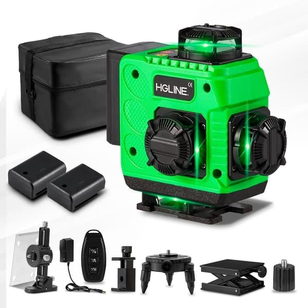 YOFIDRA Mini 4D/3D 16/12 Linjer Laserpass Sladdlös 4x360° Kors Självnivellerande Mätning Konstruktionsverktyg Med 2st Batterier