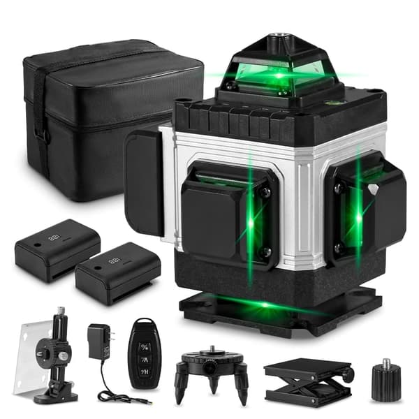 YOFIDRA 16 Linjer Laserpass 4D 360° Automatisk Nivelleringsverktyg Omnidirektionell Golv- och Väggnivelleringsmaskin Med 2 batterier