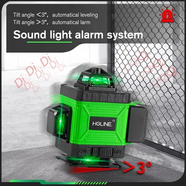 YOFIDRA 4D 16 Linjer Lasernivå 360° Automatisk Nivelleringsverktyg med Stativ och 2 Batterier