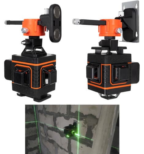 16-linjainen laserpassi | 4D 360° Cross laser 2 paristolla ja 3 kannakkeella