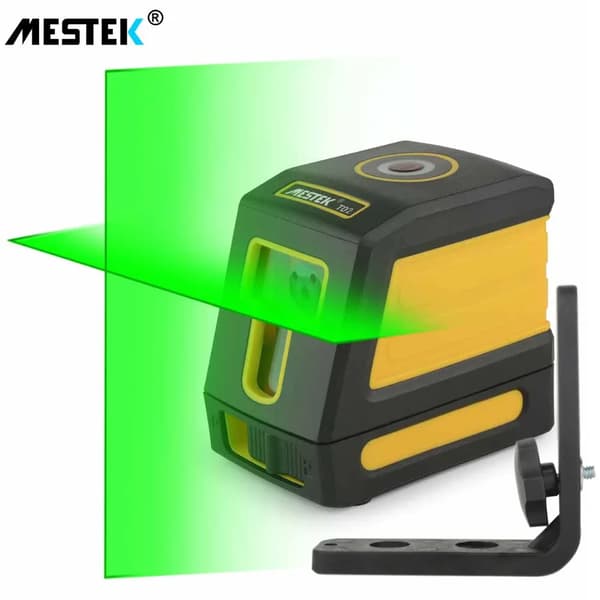 2 Liners Laser Niveau, Høj Præcision ±3mm/10m, Vandtæt & Støvafvisende,grøn lys beslag