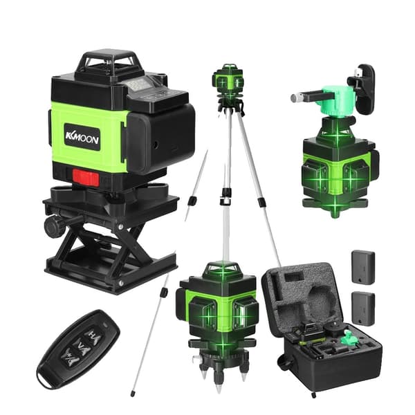 Laser Nivelleringsværktøj, 3° Selvnivellerende, 2 Genopladelige Batterier,1.2M Tripod Stativ