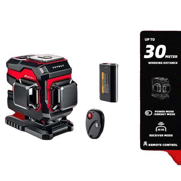 360° Krydslinje Laserniveau, 30m Rækkevidde, Holdbar og Vandtæt,YVGLL4XS12TP5x1