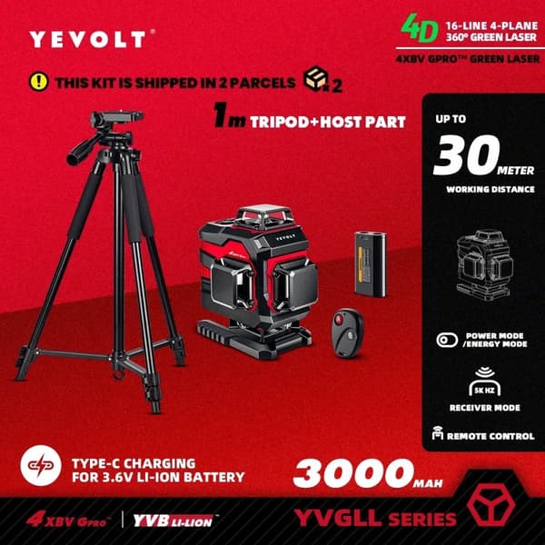 Volumetrisk laser niveau, 4-plan laser type, selvnivelleringsområde ±4°,TP-YVGLL4XS16P3x1