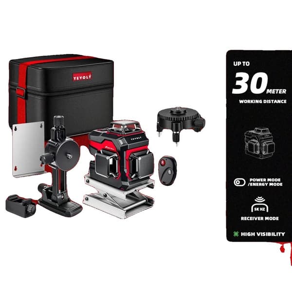 3D 12-Linje Grøn Laser Niveller, Nøjagtighed ±0,2mm/m, Selv-nivellerende ±4°,YVGLL4XS12B2P3x1