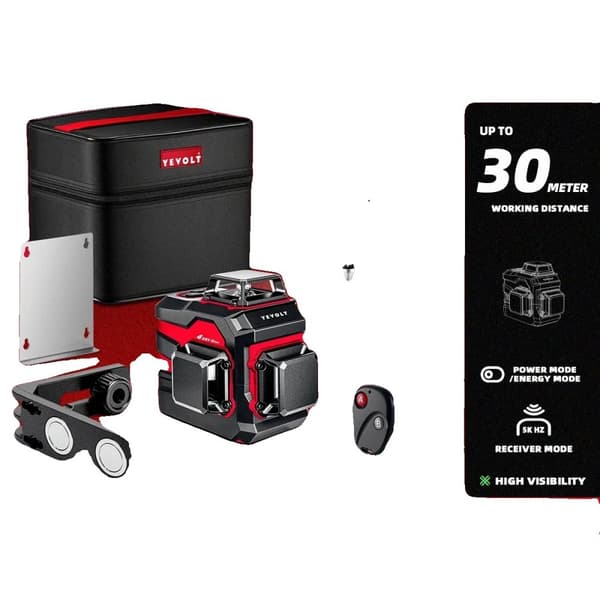 YEVOLT Laser Niveau med Selvudligning,YVGLL4XS12B1P3x1