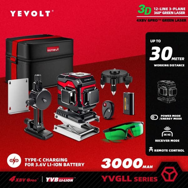Ground-Mode Laser Niveau, 12-Linjers Måling, 30m Projektionsafstand,YVGLL4XS12TB2P3x1