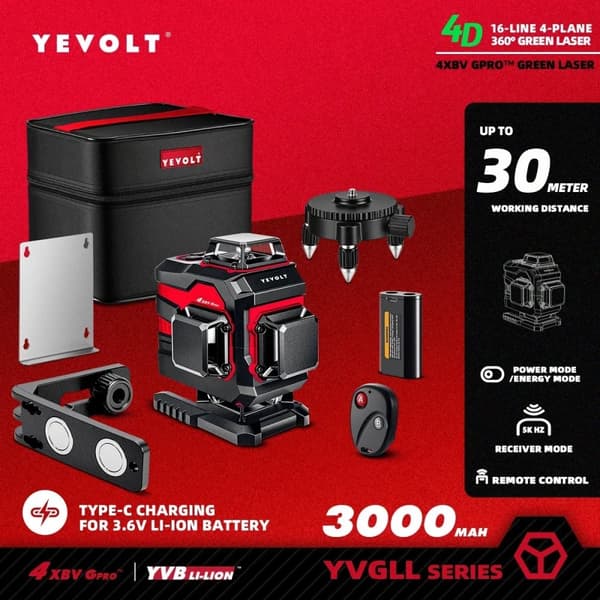 Laser Niveller, 16-Linjers Måling, Selv-Nivellerende Funktion,YVGLL4XS16B1P3x1