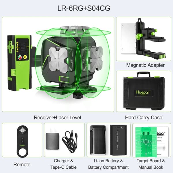 Laser-tasosarja, 16 viivaa, itsetasautuva, Bluetooth-kaukosäädin,ASETUS 2