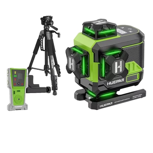 Huepar Laser Niveau, 4x360° Grøn Stråle, Fjernbetjeningsfunktion,SÆT-5