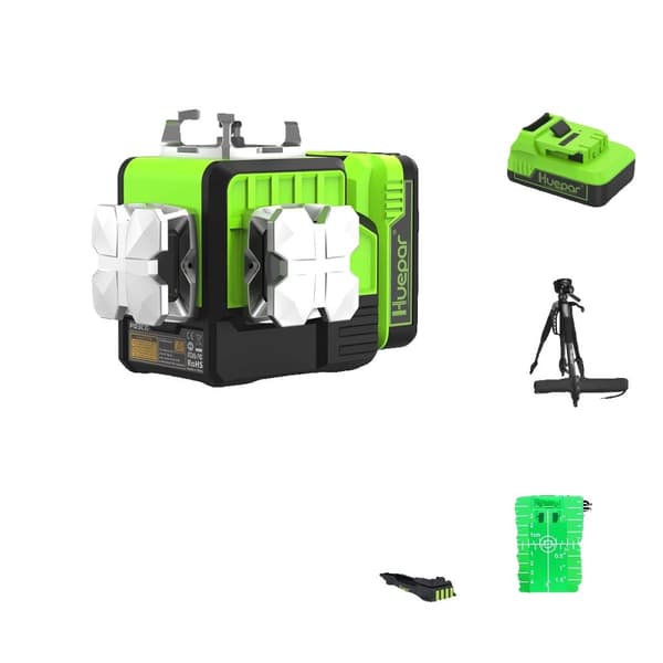 Huepar 3D Ristiviiva Laseritaso, 12 Laseriviivaa, ±3mm Tarkkuus,Aseta 5