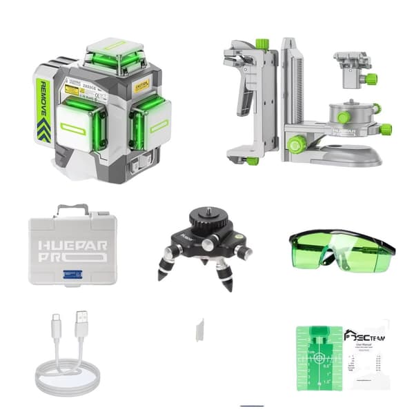 3D Grøn Laser Niveau, ±2mm Præcision, 10 Timers Arbejdstid,Med adapter