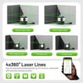 Miniatyrbillede 3 af 4: Laser Niveau, 4D Krydslinje Funktionalitet, LCD Skærm,grøn