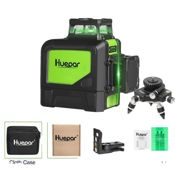 Huepar Laser Niveau, 360-Grad Dækning, Robust Design,Med adapter