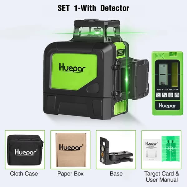 Huepar Laser Level, 360 asteen kattavuus, kestävä muotoilu,Havaitsemalla